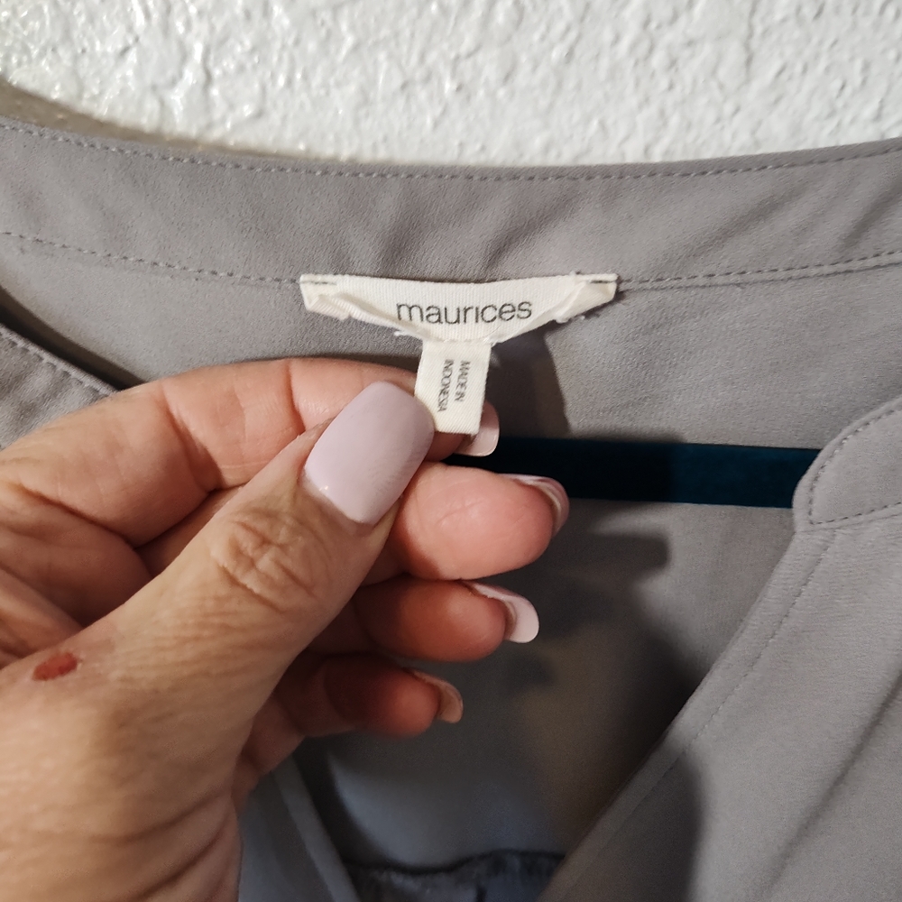 Plus Size Fossil Gray Geneva Solid Zipper Neck Bl… - image 3